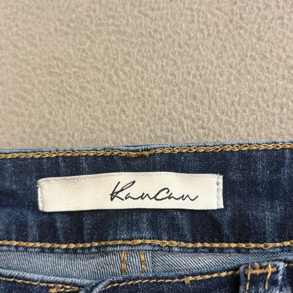 KanCan Los Angeles Distressed Frayed Hem Denim Shorts Dark Wash Size 27 W7 - Picture 3 of 9